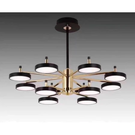 Люстра подвесная Alfa Light F3824-12 BK+GD LED 2 COLOUR