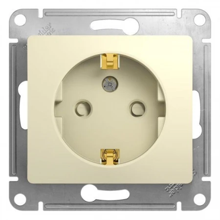 Розетка 2К+З Systeme Electric Glossa 16A 250V со шторками бежевая GSL000245