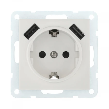 Розетка LK Studio с з/к + 2хUSB разъема, 2А (белый) LK60 868004-1