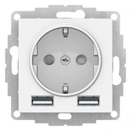 Розетка 2К+3/2хUSB Systeme Electric AtlasDesign 16A 250V Type A+A белая ATN000130