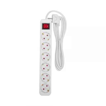 Удлинитель STANDARD 6 гнезд, 3м, 3х1,0мм², с/з, с выключателем, белый REXANT 13-4047