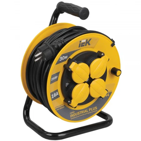 Катушка УК30 с термозащитой 4 места 2P+PE/30м 3х1,5мм2 IP44 INDUSTRIAL PLUS IEK WKP15-16-04-30-44