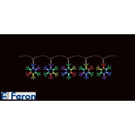 Гирлянда светодиодная "ледяные снежинки rgb", 10 шт, 220v, 60led, 4.8w, cl58